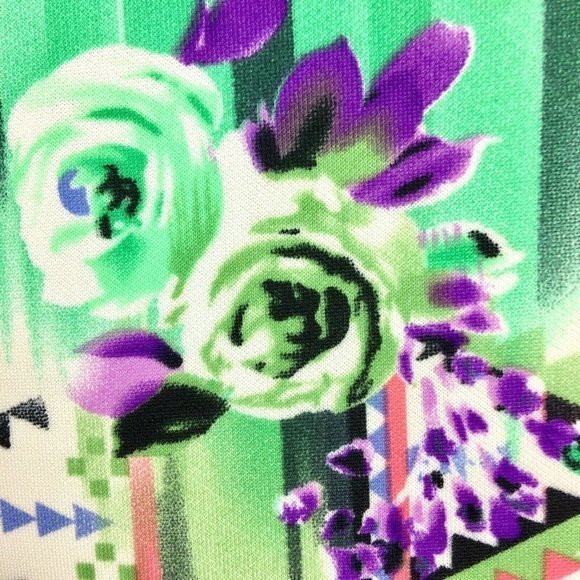 MOA Pencil Skirt Green Purple Red White Floral Stretch 2XL XXL‎ - Picture 6 of 12